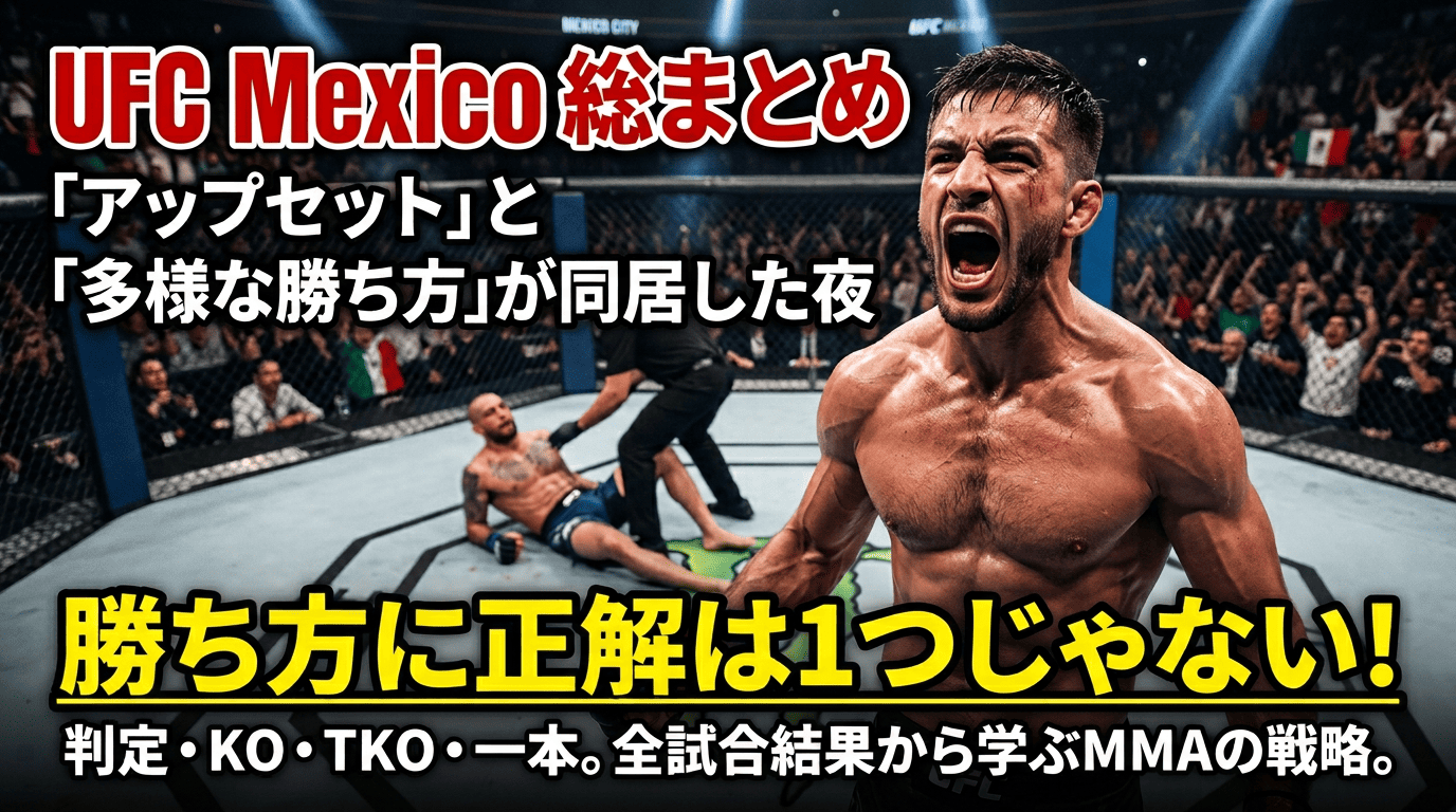 総まとめ：UFC Mexicoは「アップセット」と「多様な勝ち方」が同居した夜