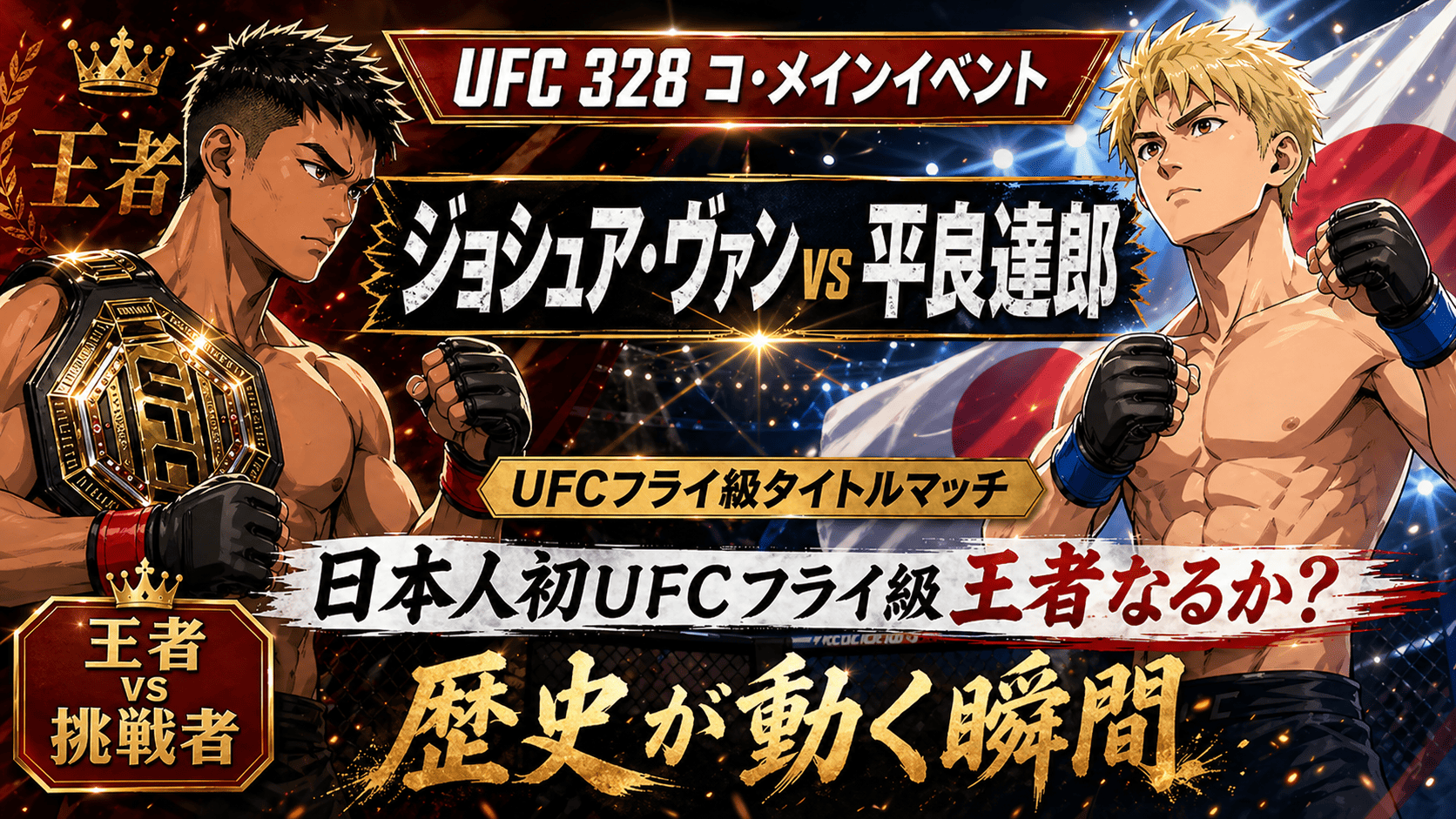 UFC 328 コ・メインイベント ジョシュア・ヴァン vs 平良達郎 UFCフライ級タイトルマッチ