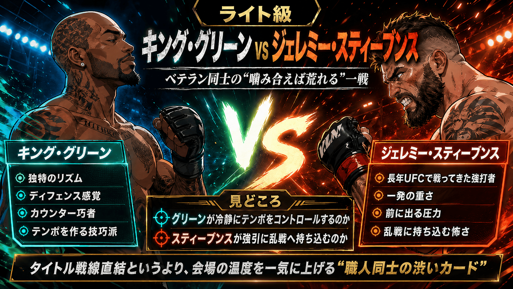 キング・グリーン vs ジェレミー・スティーブンスの試合イメージ画像