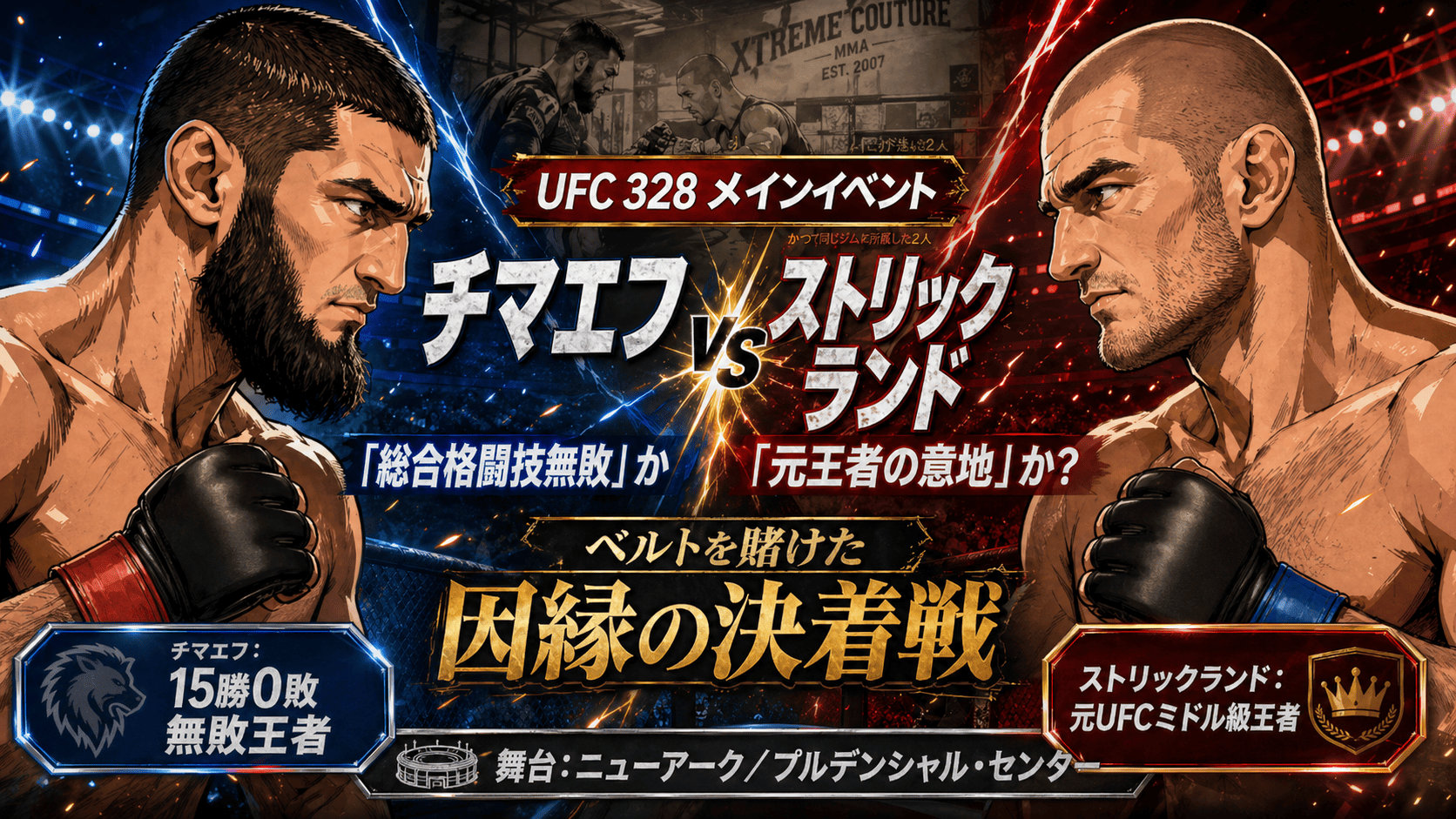 UFC 328 メインイベント チマエフ vs ストリックランド 総合格闘技無敗王者と元王者の対決