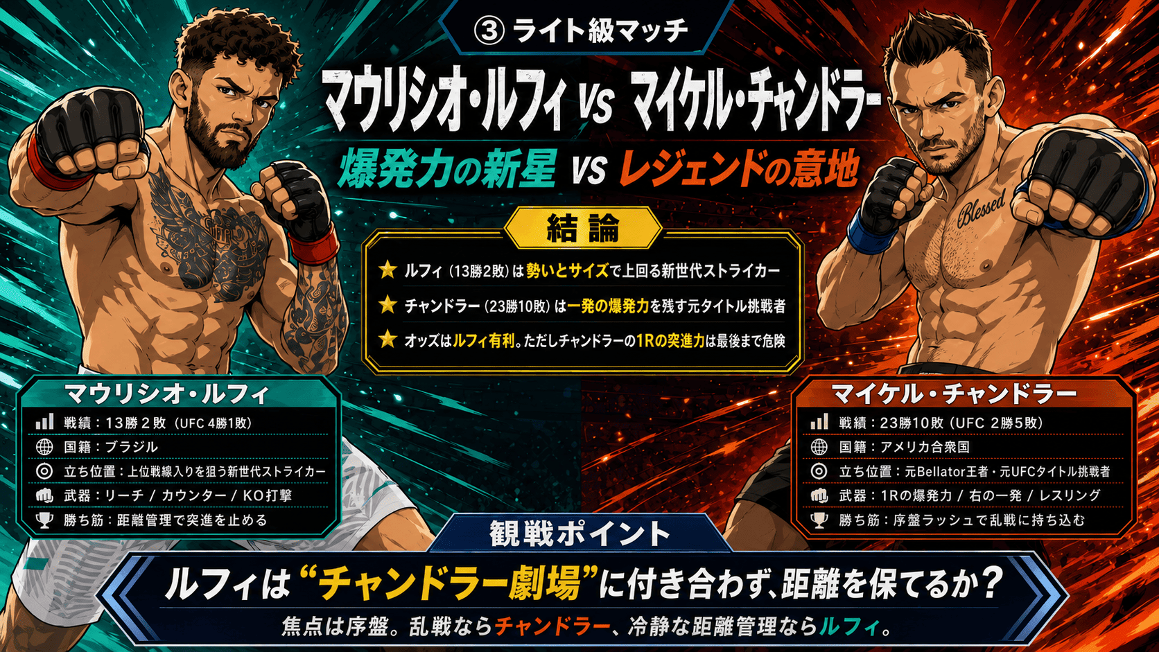 マウリシオ・ルフィ vs マイケル・チャンドラーのライト級マッチイメージ画像
