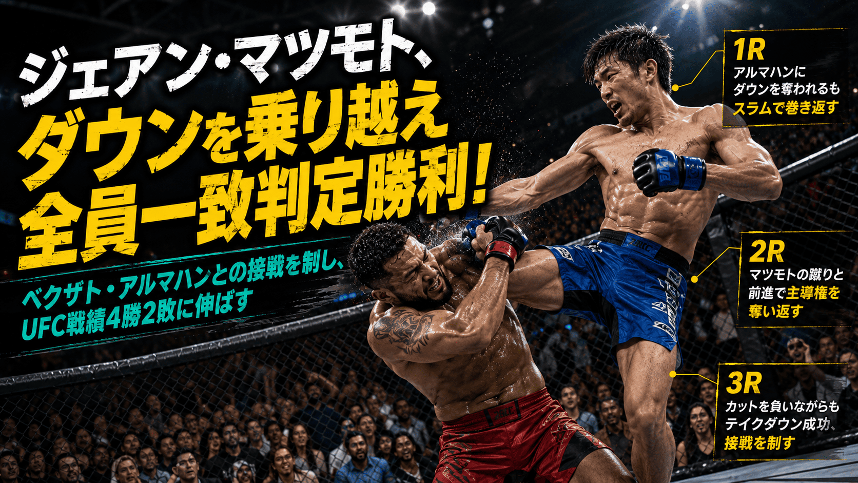 Matsumoto wins a close contest via unanimous decision.