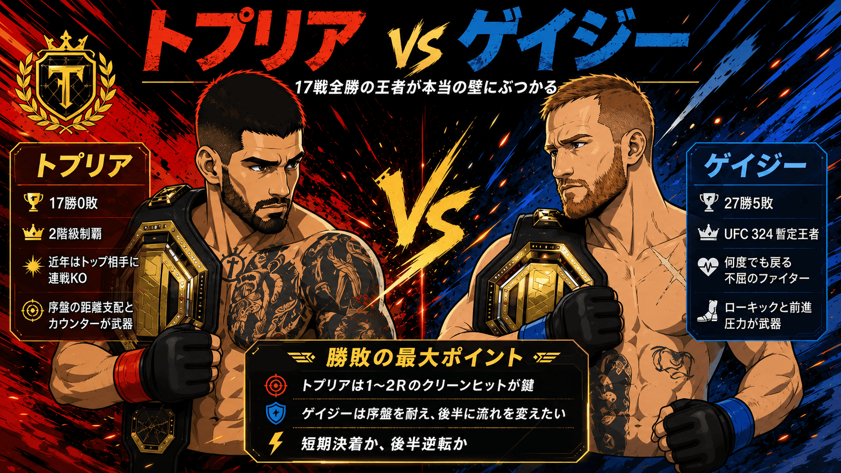 イリア・トプリア vs ジャスティン・ゲイジーの王者対決イメージ画像