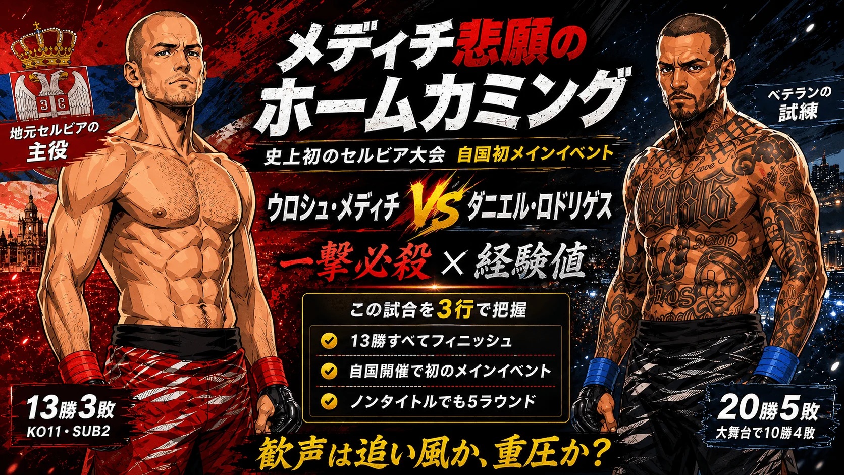 Uros Medic vs Daniel Rodriguez UFC welterweight main event image at UFC Belgrade