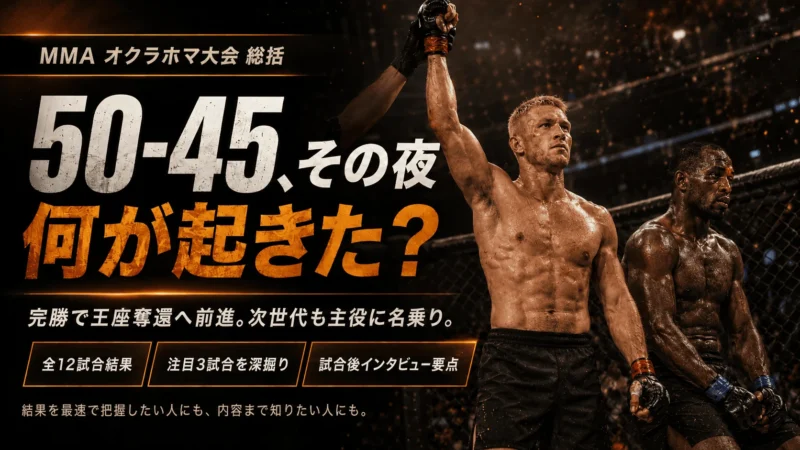 【UFCオクラホマシティ結果】デュ・プレシvsウスマン｜元王者対決は50-45完勝、マクミレンは記録更新のKO・全12試合を解説